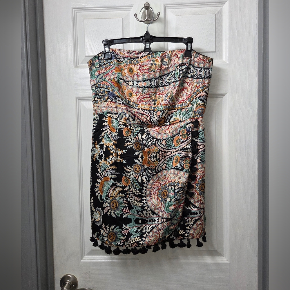 Lulu's Bohemian Perfection Strapless Black Multicolor Paisley Tassel Romper XL - Picture 5 of 14